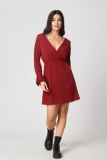 Φόρεμα mini moss crepe κρουαζέ
