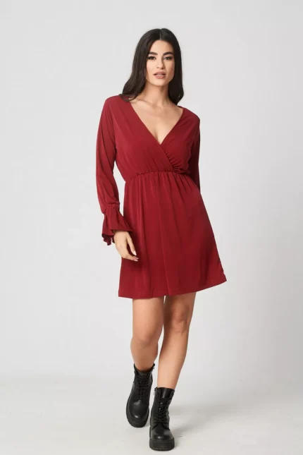 Φόρεμα mini moss crepe κρουαζέ